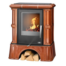 Kachlová kamna ABX Bavaria s výměníkem, kachlový sokl kaštan